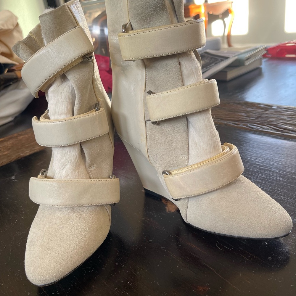 Isabel Marant NEW Scarlet Wedge Cream Boots Booties Size 36 or 6 - Picture 9 of 11